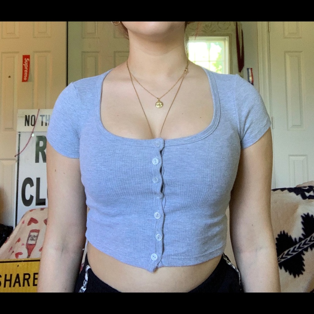 American Apparel button down crop top